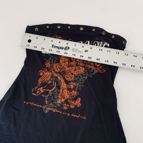 Vintage Y2K Mustang Horse Tube Top Tank Women S Black Butterfly Western Rodeo - Picture 5 of 7